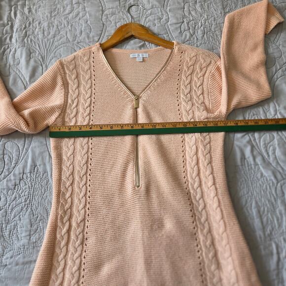 New York & Company Light Pink Unique Zip Up Neck Sweater Size Small - Picture 7 of 7
